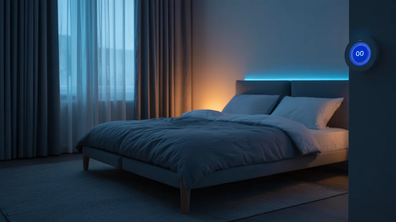 Dark bedroom environment optimized for falling asleep