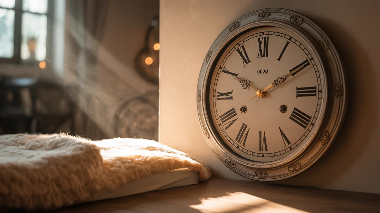 Clock showing 9pm optimal melatonin timing