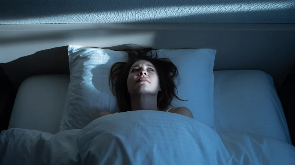 Woman unable to sleep lying awake at night